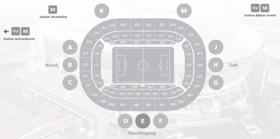 Piantina dei settori: Amsterdam Arena